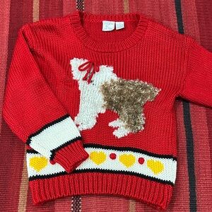 Vintage Far & Near Red Sheepdog Puppy Novelty Sweater 80s 90s Acrylic Small
